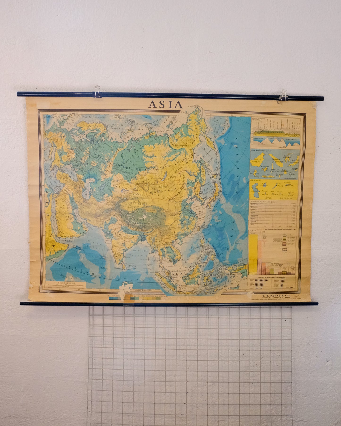 Carta geografica didattica Asia