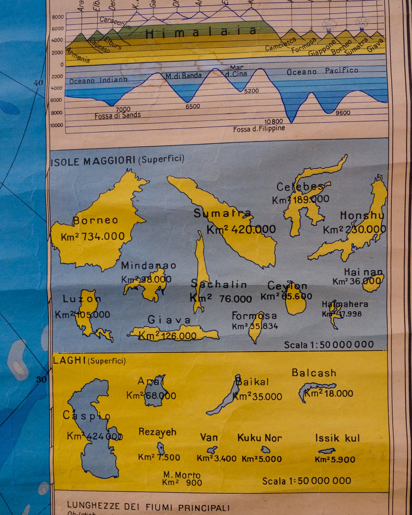 Carta geografica didattica Asia