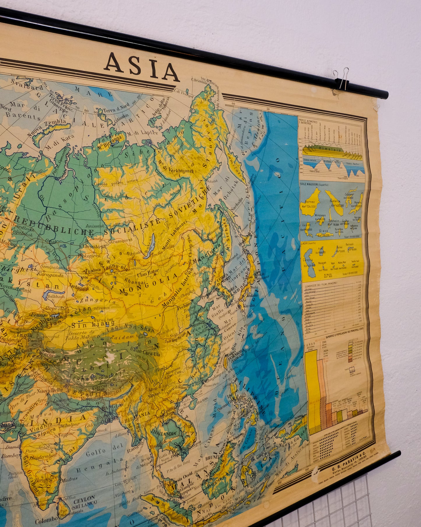 Carta geografica didattica Asia