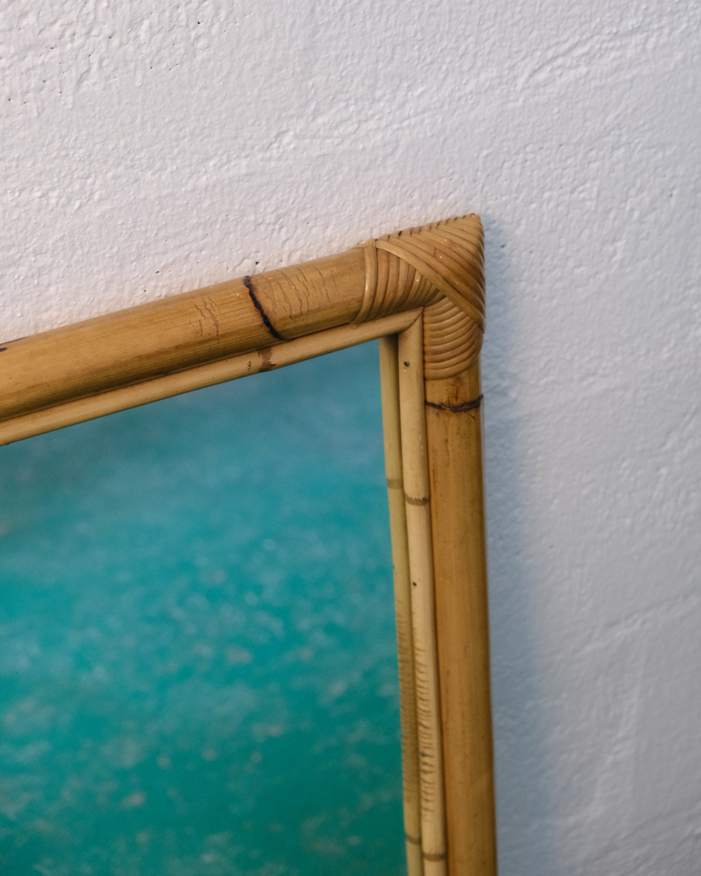Specchio vintage in bamboo doppia cornice