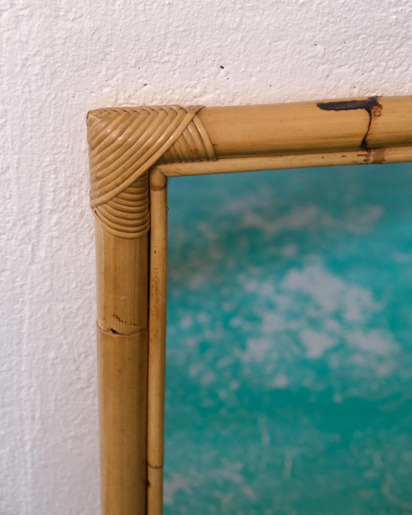 Specchio vintage in bamboo doppia cornice