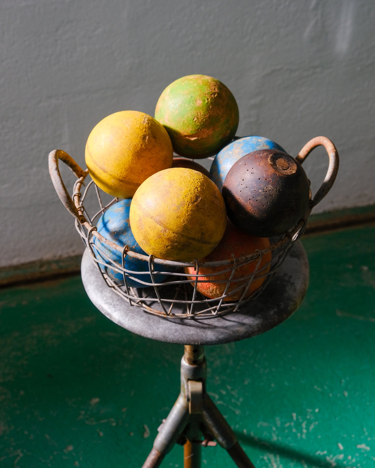 Set di 8 bocce in legno vintage