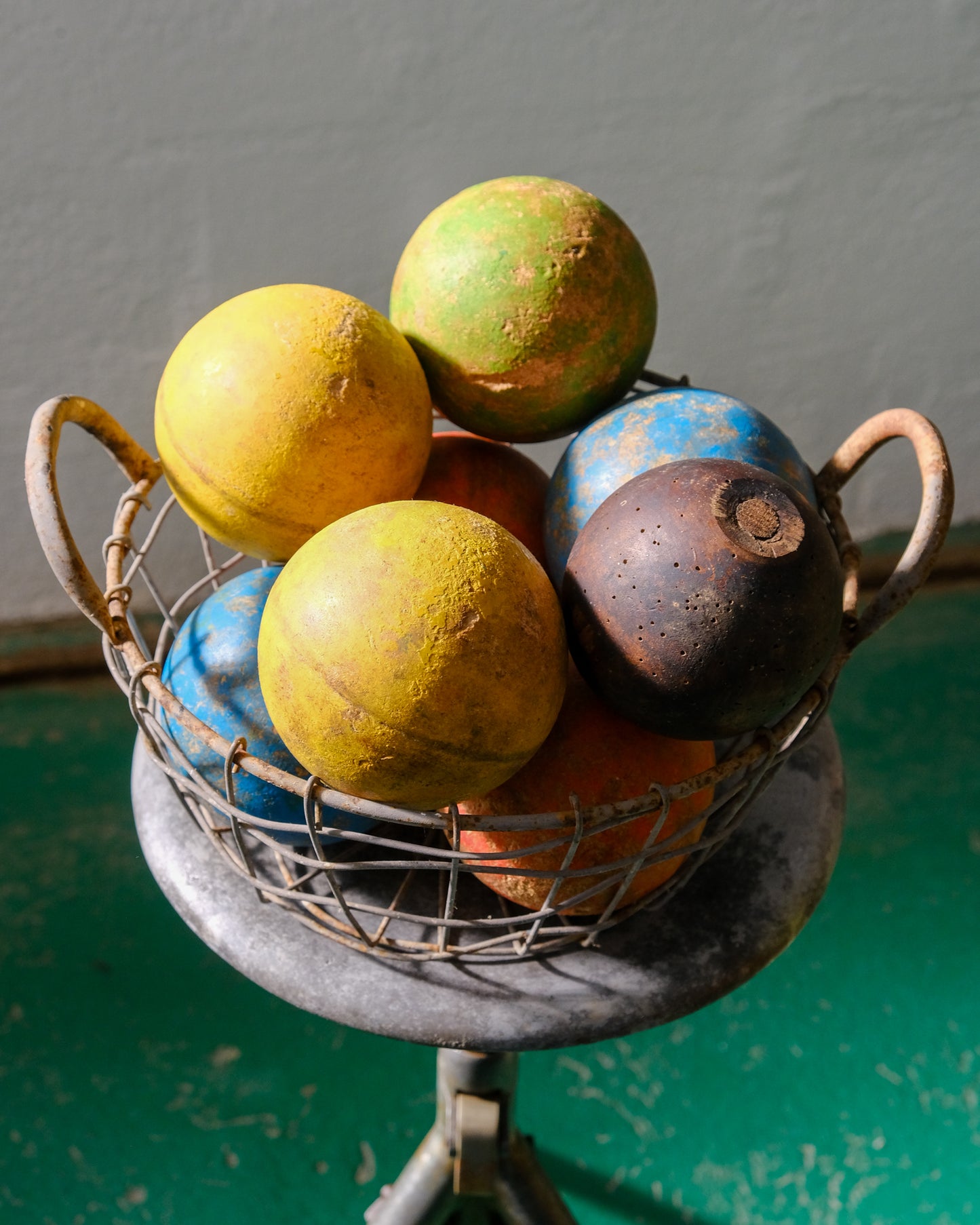 Set di 8 bocce in legno vintage