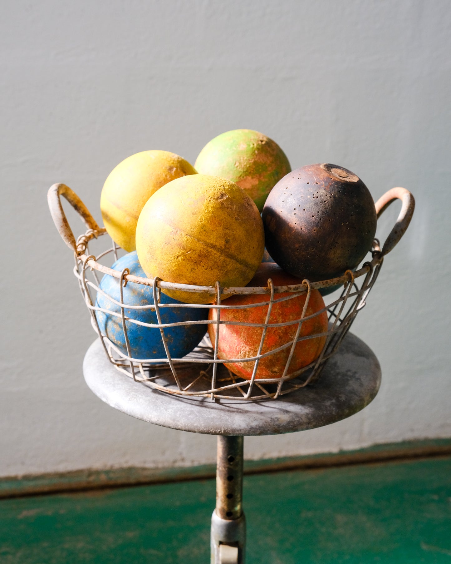 Set di 8 bocce in legno vintage