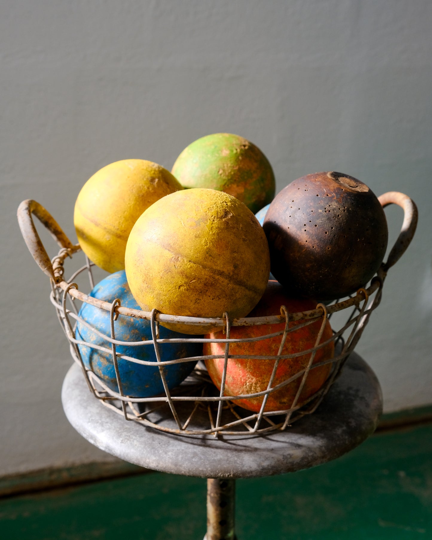 Set di 8 bocce in legno vintage