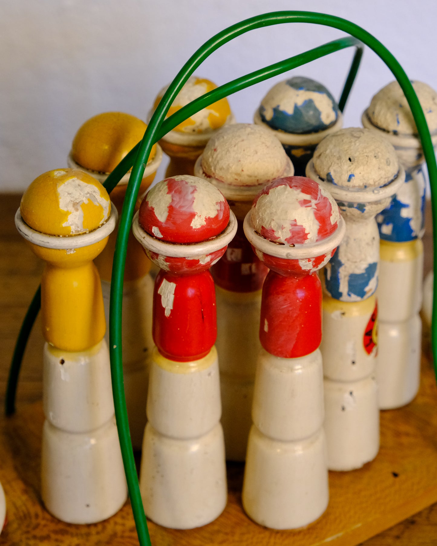 Set di birilli vintage in legno con bocce